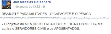 BOLSONARO rEAJUSTE MILITARES