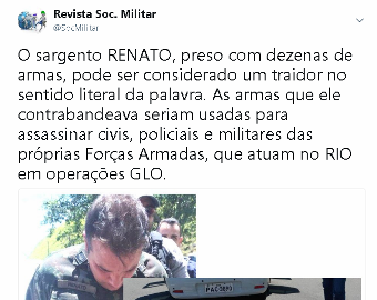 Nota oficial do EXÉRCITO – Sargento preso com armas ilegais