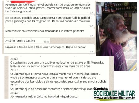 Marechal assassinado na ROCINHA – Dizem as redes que um herói morreu por tentar preservar a vida de outro herói