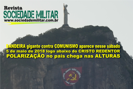 Polarização nas alturas – Bandeira GIGANTE logo abaixo do maior símbolo nacional
