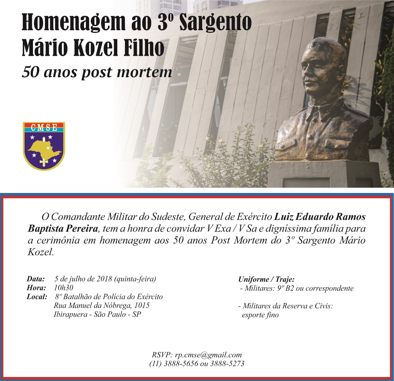 Convite para homenagem a Mario KOZEL