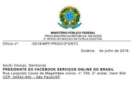 MP cobra explicações do FACEBOOK sobre páginas excluidas