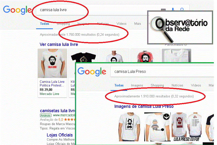 Até nas camisetas! Disputa Lula Livre versus Lula Preso no comércio de camisetas deixa evidente a vontade do povo