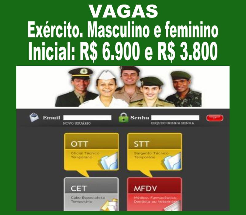 Vagas para oficiais e sargentos no Exército Brasileiro. Inicial R$ 6.900,00 — Última semana – Veja como ingressar