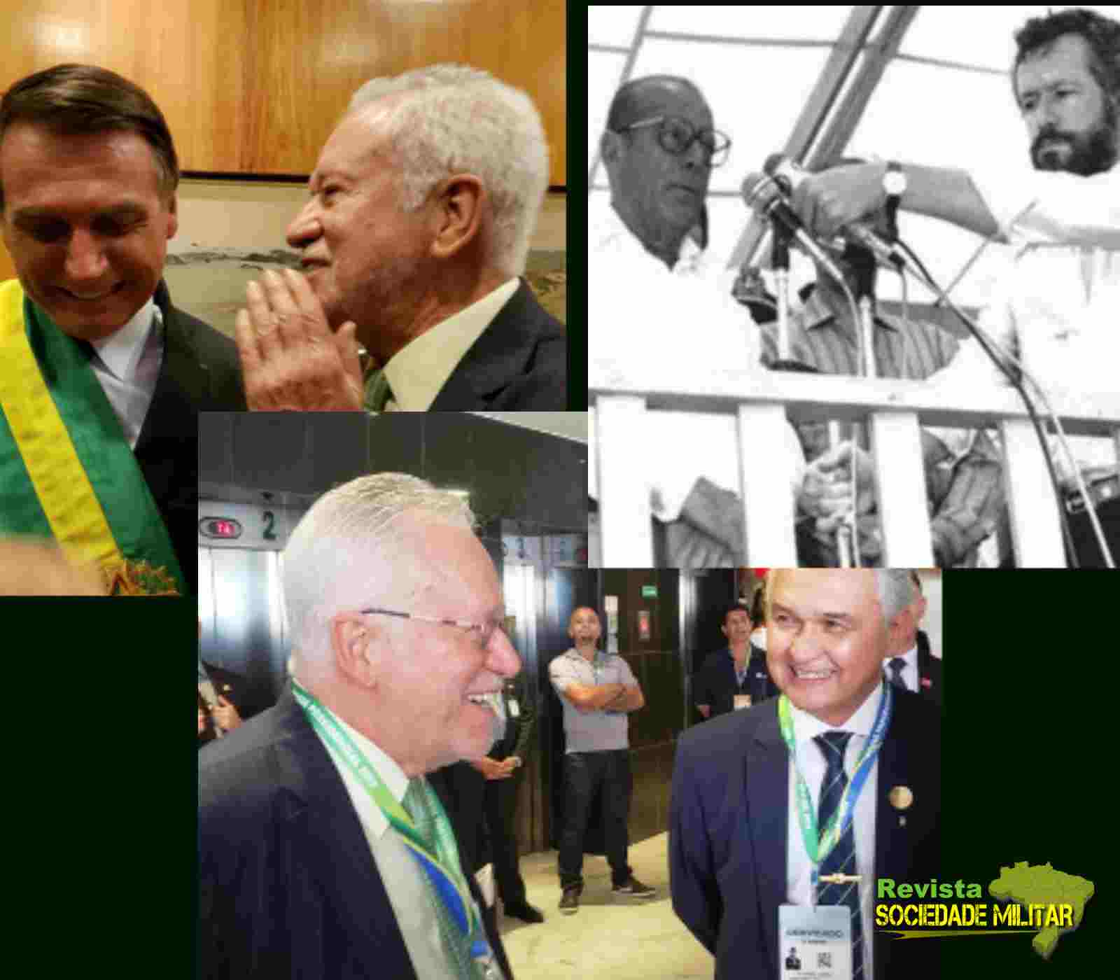 Alexandre Garcia na posse, o General Figueiredo e Jair Bolsonaro