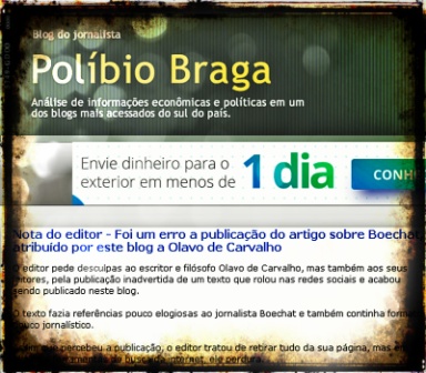 Políbio Braga diz que Olavo falou contra Boechat. Cuidado com o que se diz – palavras espalhadas ao vento não são algo que se recolhe com facilidade