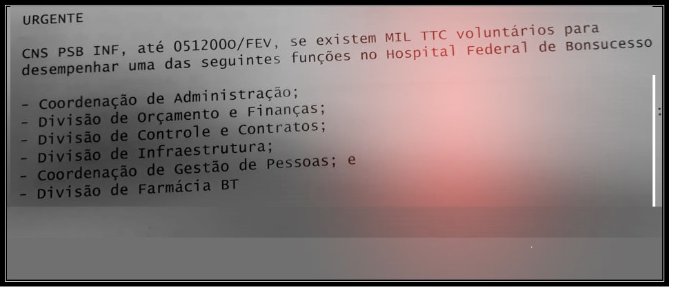 Intervenção MILITAR nos hospitais do RIO. Marinha do Brasil busca pessoal para administrar instituições em crise