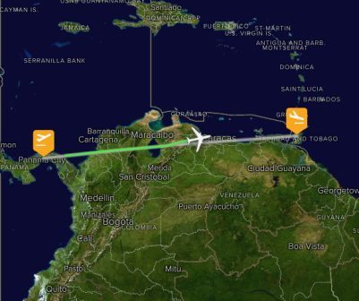 Único avião comercial sobre a Venezuela é um Embraer