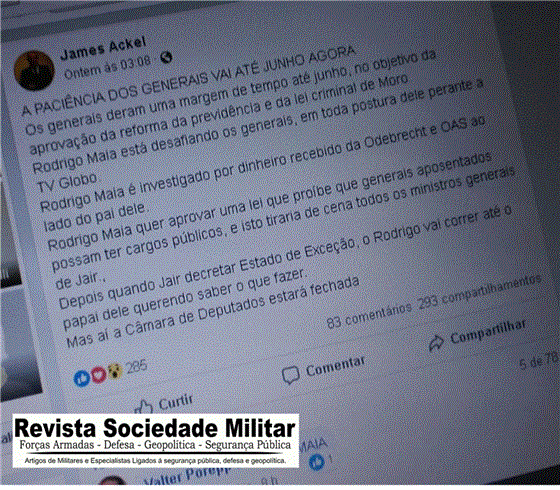 “Generais deram um prazo!”. Jornalista espalha boatos que podem gerar insegurança