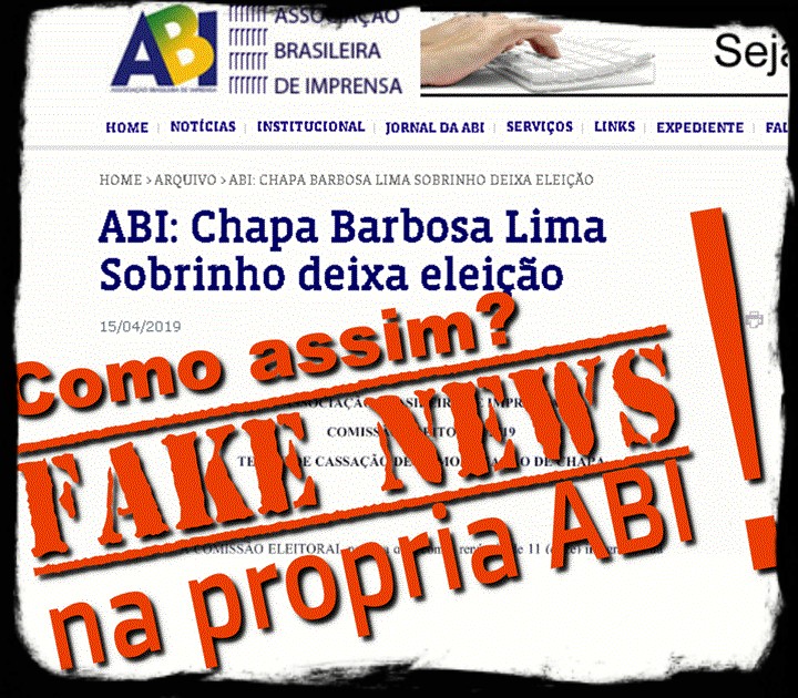 BATALHA na ABI! FAKE NEWS na “capa” do site da Associação Bras. de Imprensa. Lamentável