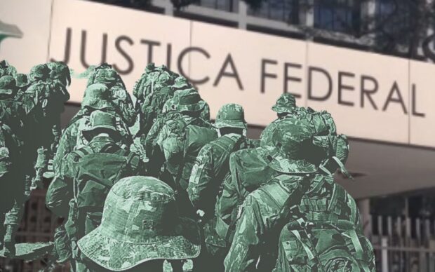 Militares marchando texto a justiça federal