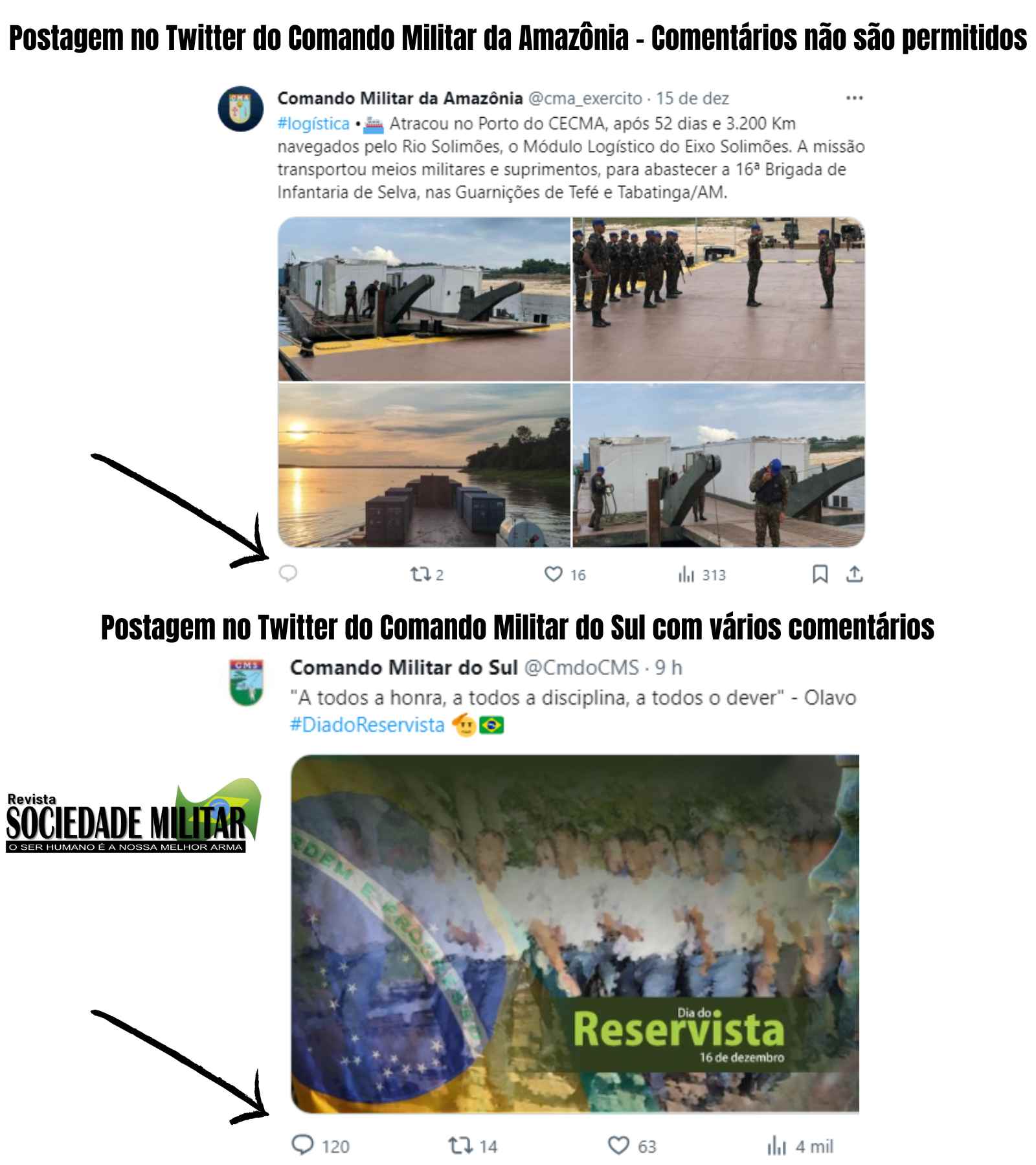 Postagens e comentários nas redes sociais do Exército - Revista Sociedade Militar