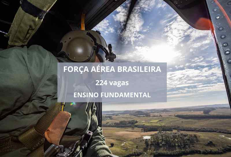 Força Aérea Brasileira abriu 224 vagas de nível fundamental sem concurso, até quinta-feira, confira detalhes