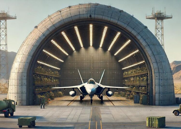 Abrigos reforçados para aeronaves. Ilustração Sociedade Militar