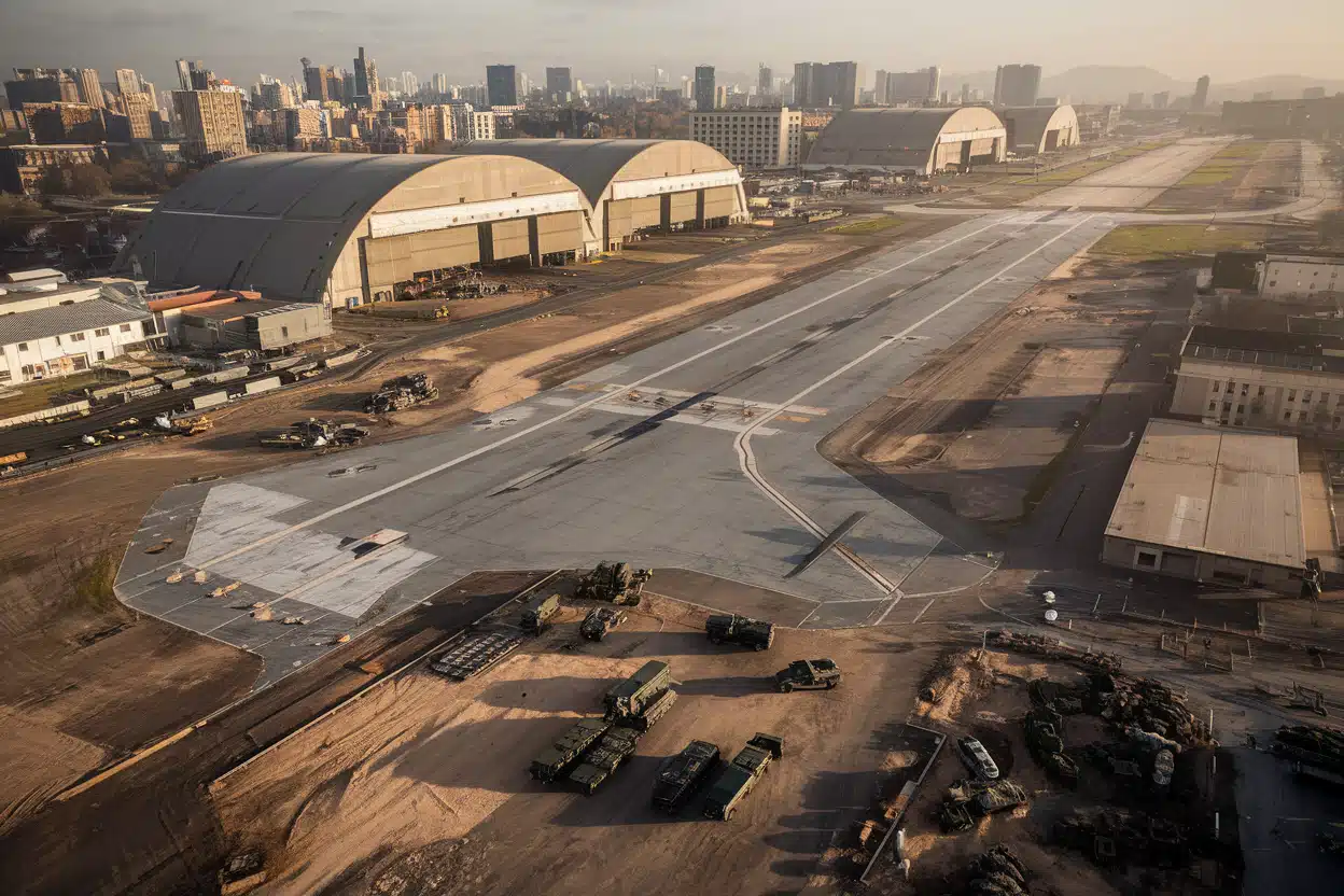 As forças militares da OTAN estão transformando uma pequena cidade em uma base aérea de 2,7 bilhões de dólares que pode abrigar 10.000 soldados