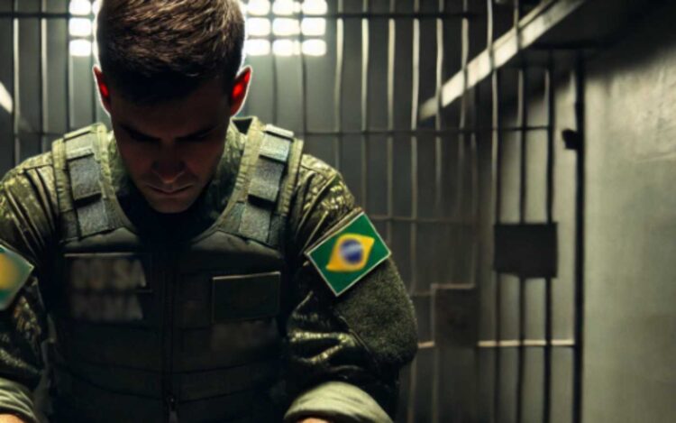 Militar preso e morte ficta - Imagem de militar preso feita por IA
