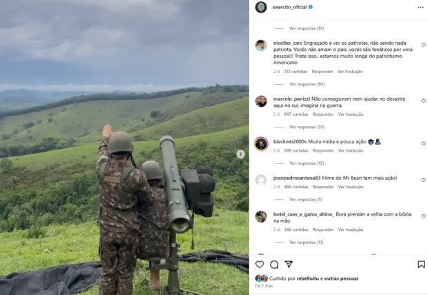 Internautas questionam papel do Exército Brasileiro em meio a crises internas. A Operação militar Perseu recebeu fortes críticas.