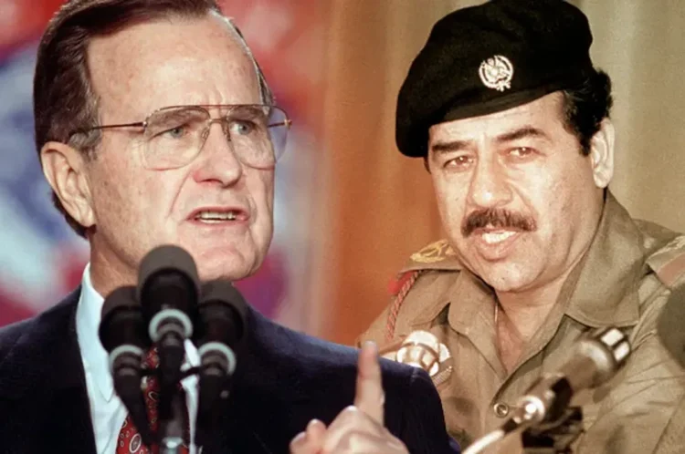 George Bush VS Saddam Hussein: coalização liderada pelos EUA esmagou o ditador durante a Guerra do Golfo.