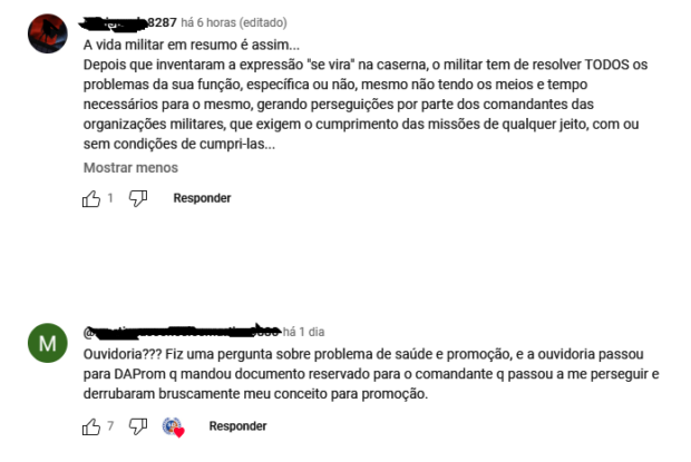 Denúncias em vídeo sobre suicídio de militar no Youtube