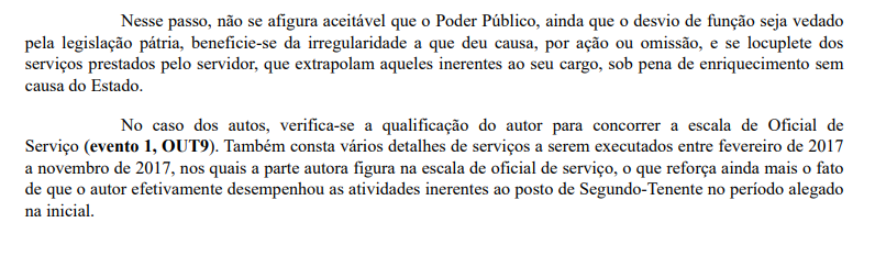 Indenização pelo desvio de função - trecho de sentença