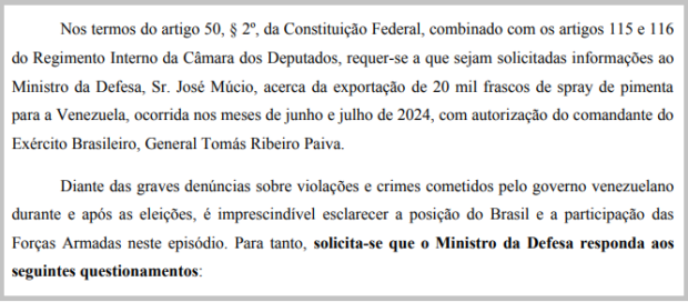 deputado questiona venda de Armamento não letal e repressão na Venezuela