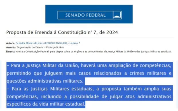 Ampliação da competência da Justiça Militar na União e nos Estados