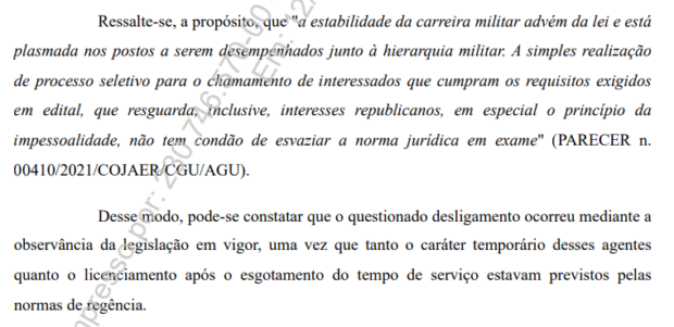 Soldados CESD demitidos pela FAB - visão da AGU