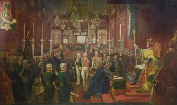 A Coroação de Dom Pedro I por Jean-Baptiste Debret.