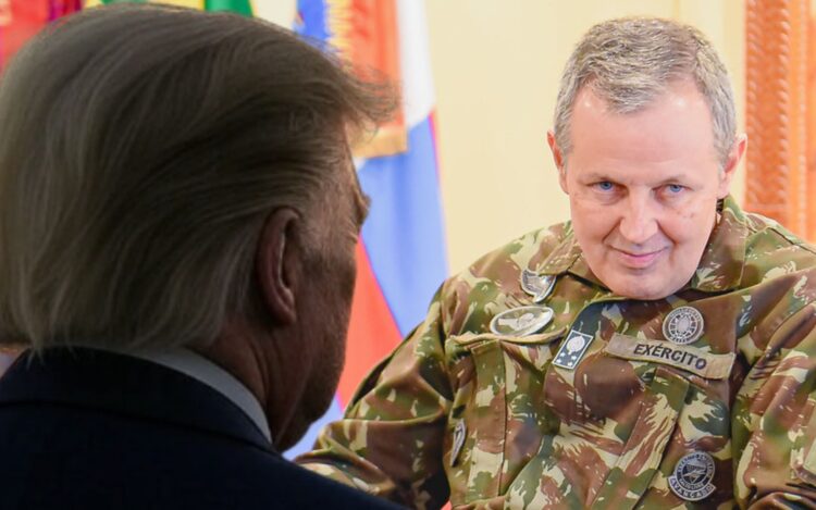 Intervenção americana trump e General Tomás Miné - imagem montada por IA
