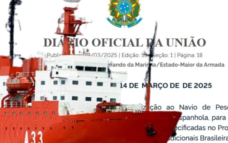 Navio espanhol autorizado a realizar operação em águas brasileiras