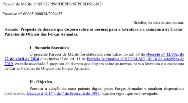 Parecer sobre carta patente