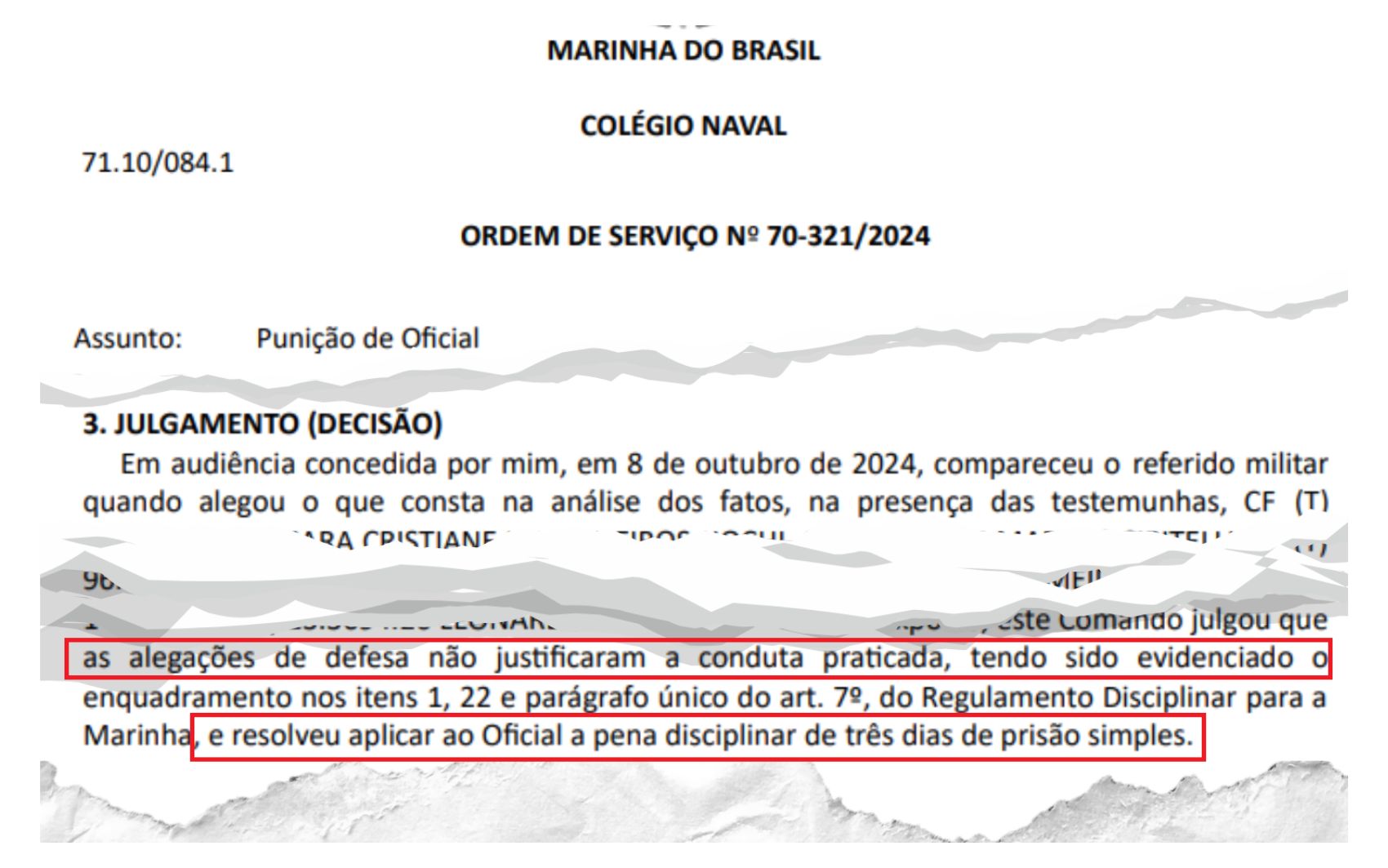 Punição contra oficial na Marinha - caso vai parar nos Direitos Humanos em Brasília