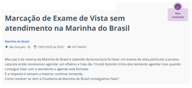 Atendimento médico na marinha e site reclame aqui