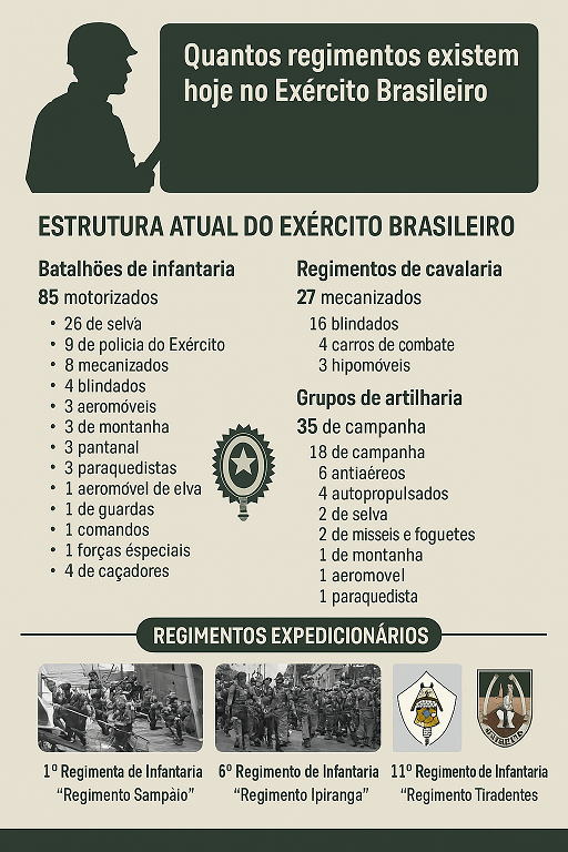 Regimentos do Exército Brasileiro, de acordo com o historiador Silas E. Cardoso.