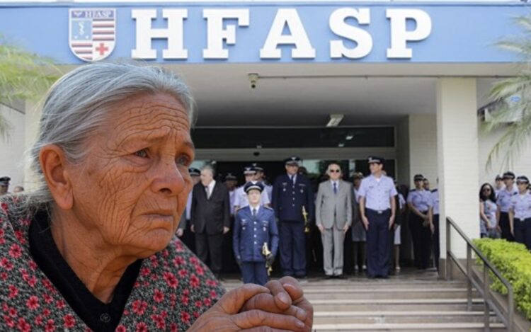 Imagem de Mãe de militar em frente ao hospital da Força aérea