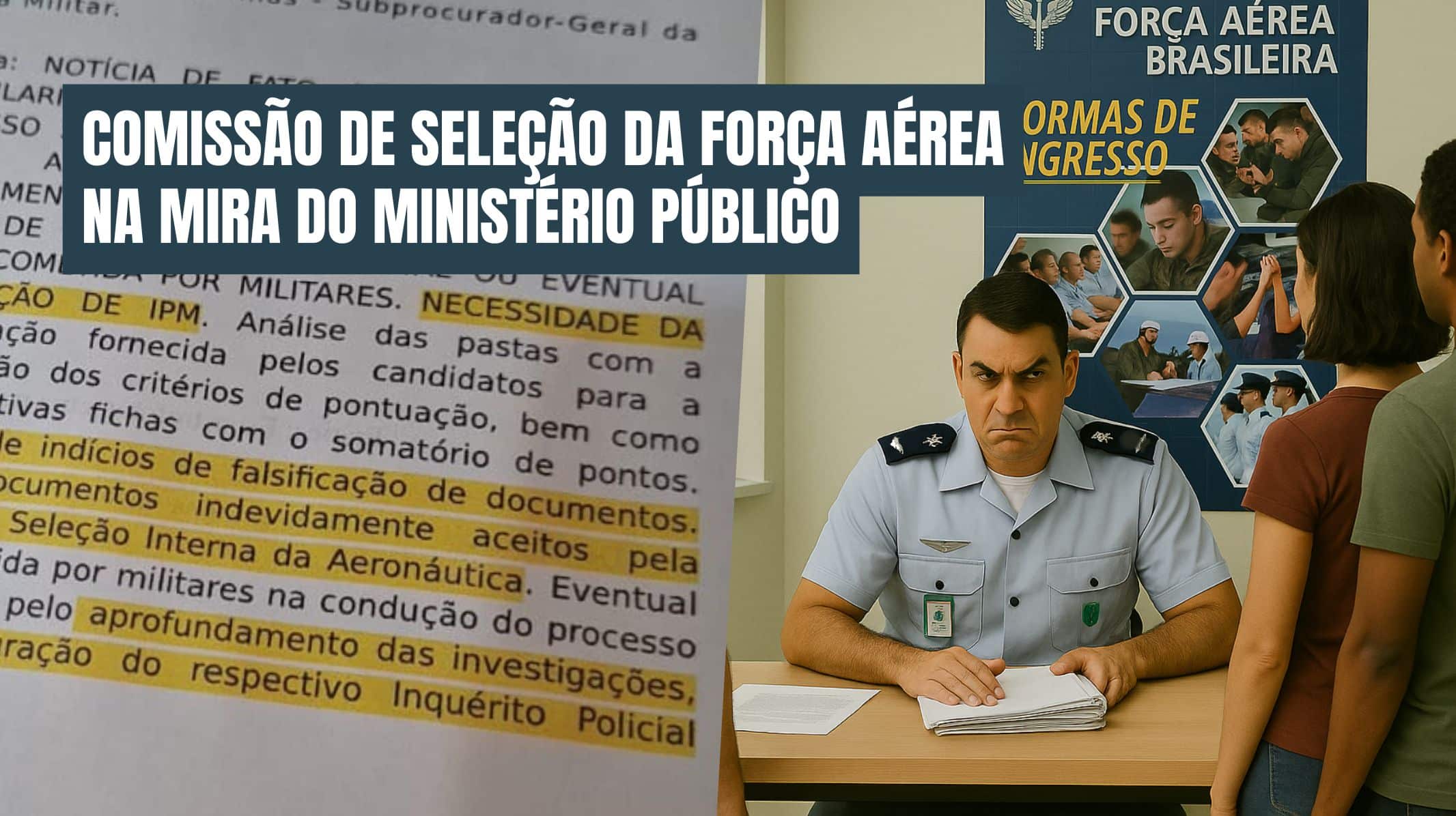 Força Aérea na mira do Ministério Público por suspeita de favorecimento em seleção de oficiais: denúncias apontam falsificação de documentos e vista grossa da comissão de avaliação