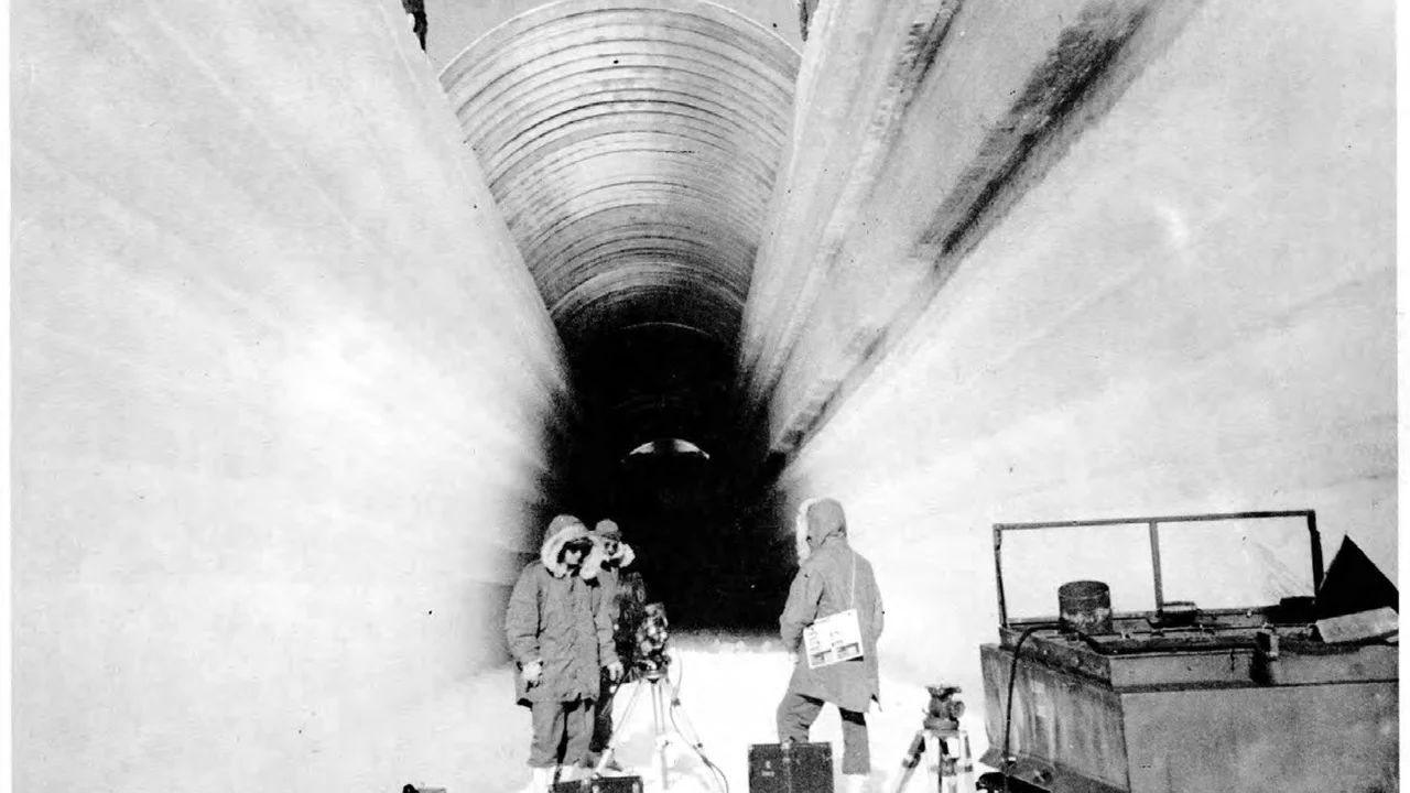 Os Estados Unidos cavaram 21 túneis sob o gelo da Groenlândia em 1959, ligaram um reator nuclear que funcionou três anos e disseram ao mundo que era estação de pesquisa; o plano real era esconder 600 mísseis, e o gelo se mexeu antes