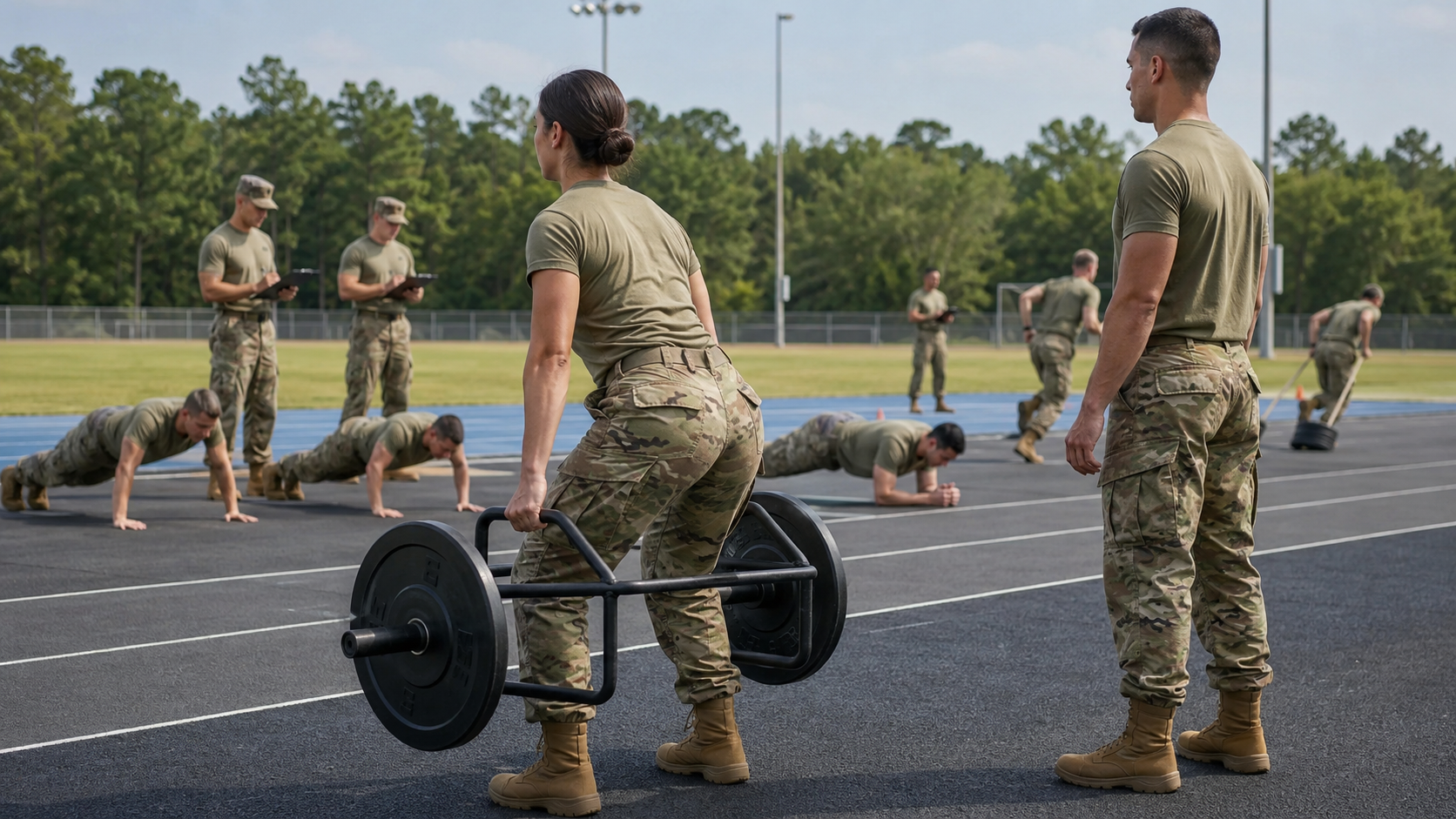 O Exército americano passou a exigir das mulheres de 21 especialidades de combate o mesmo levantamento terra de 140 libras cobrado dos homens, e quem não atingir 350 pontos é obrigado a trocar de função