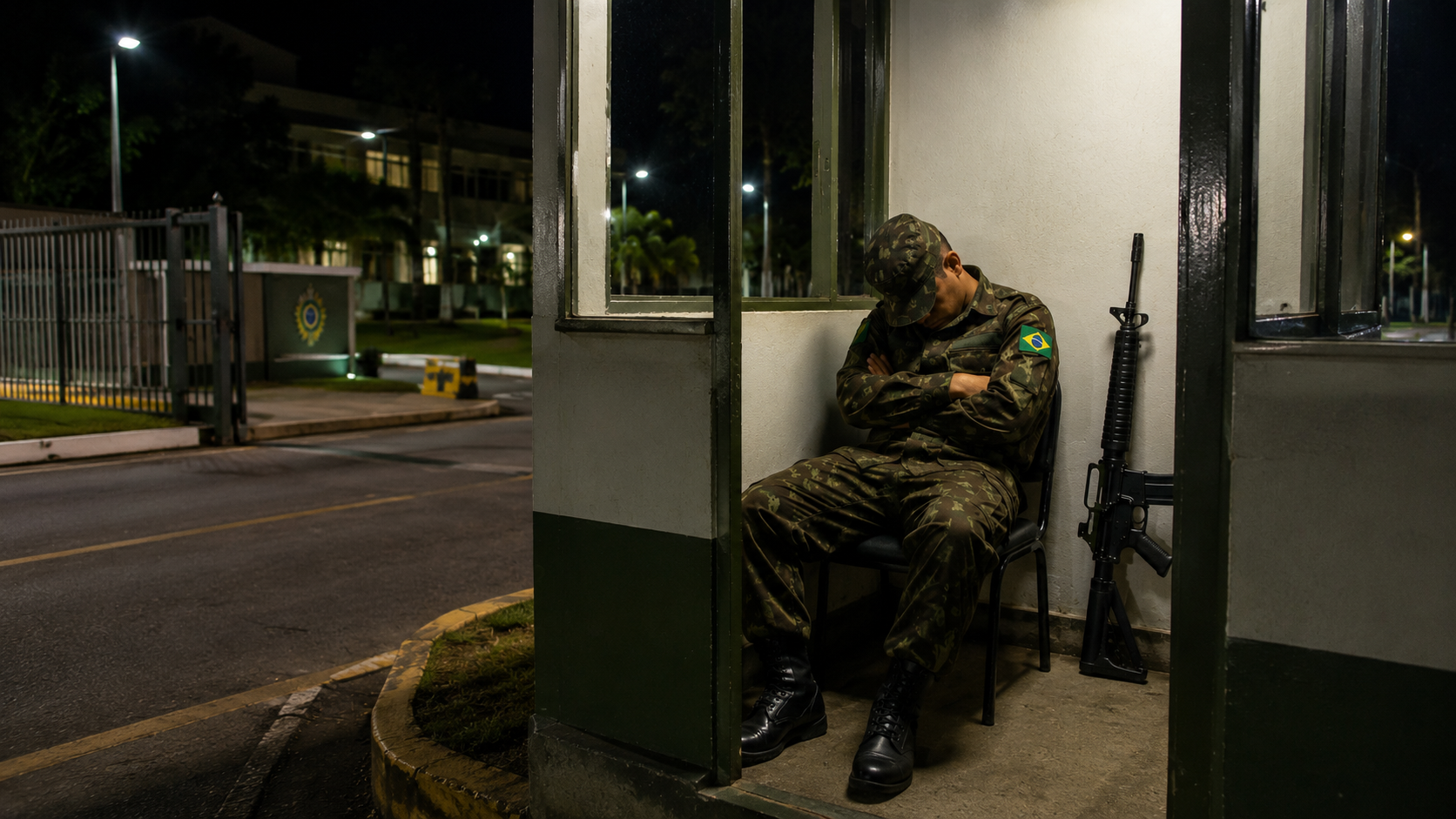 Sentinela foi flagrado dormindo na guarita com o fuzil encostado na parede, alegou que nada aconteceu, mas a Justiça Militar manteve a condenação porque o crime não exige perigo real