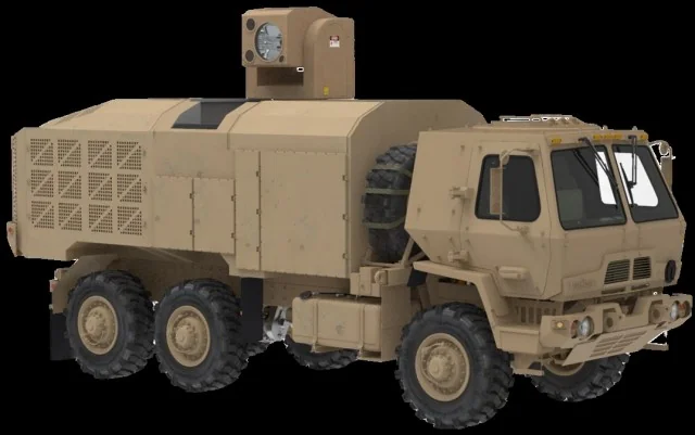 Demonstrador de laser HEL-TVD do Exército dos EUA sobre caminhão