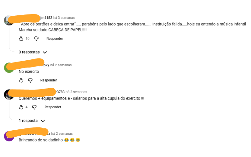 Caputura de tela de comentários no Youtube em setembro de 2026