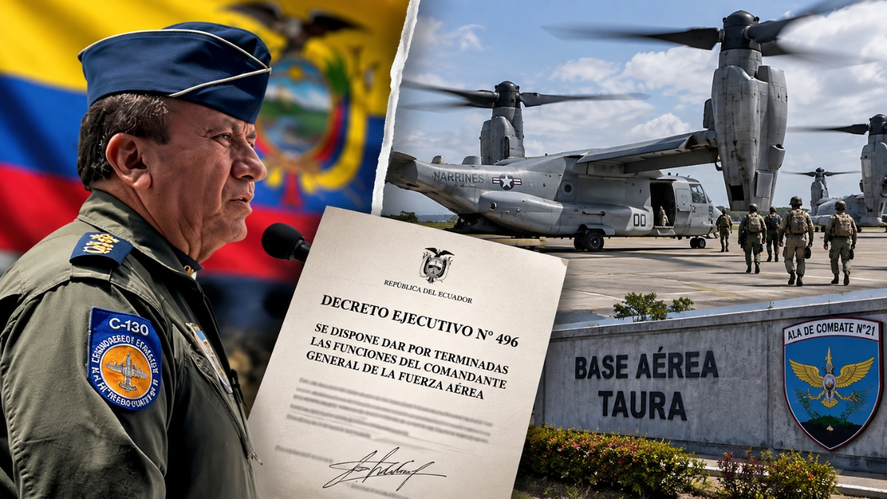 Chefe da Força Aérea questiona quem autorizaria e controlaria militares dos EUA em base do Equador e, dois dias depois, presidente encerra suas funções no comando
