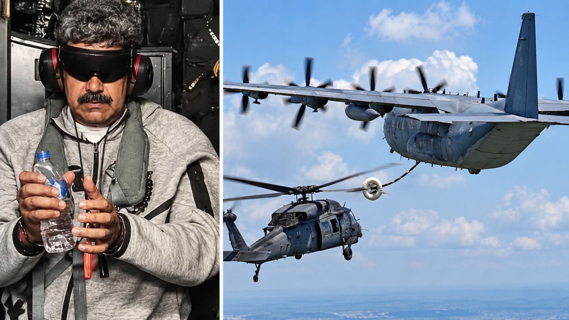 Avião dos EUA que capturou Nicolas Maduro pousa no Brasil para exercício com a FAB e chama atenção por reabastecer helicópteros em voo e atuar em resgates de combate
