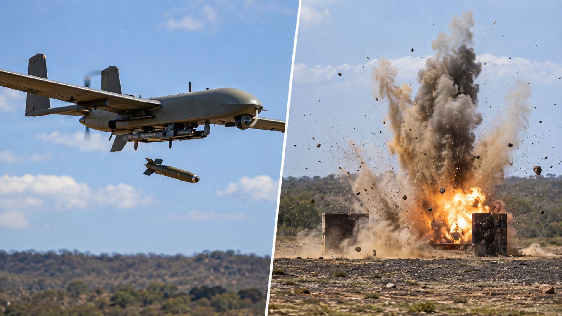 Exército faz 1º lançamento de munição nacional para drone bombardeiro, confirma alijamento seguro e detonação no impacto e Brasil avança com sistema próprio capaz de empregar drones de ataque contra alvos
