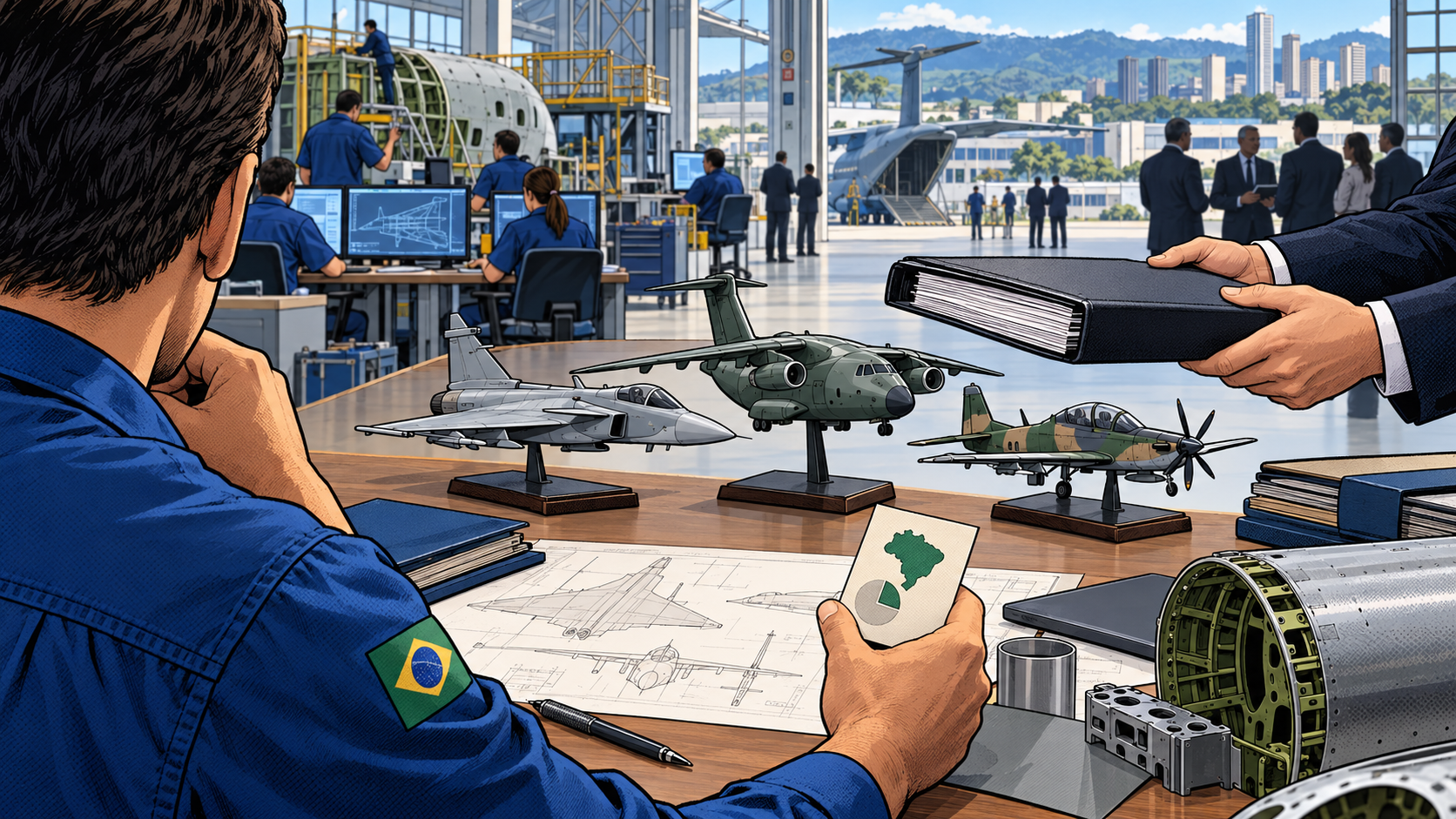 A empresa de São José dos Campos que desenhou estrutura do caça Gripen, do cargueiro KC-390 e do Super Tucano foi vendida por inteiro a uma estatal dos Emirados em 4 de setembro de 2026, e só continuou sendo estratégica por causa de uma fatia mínima