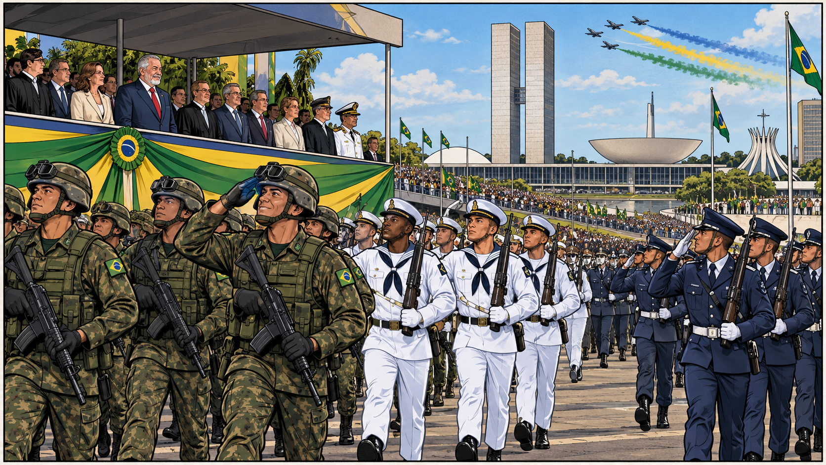 Lula diz ter visto militares “mais leves” no 7 de Setembro, relata acenos durante desfile e contrasta postura das tropas com o clima de 2023