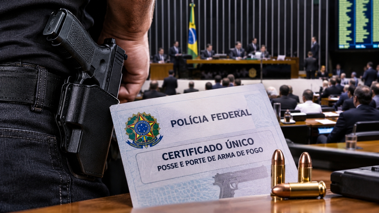 Projeto de armas avança em comissão da Câmara e propõe mudanças para cidadãos, policiais e militares, com certificado único da Polícia Federal que poderá reunir posse e porte de armas