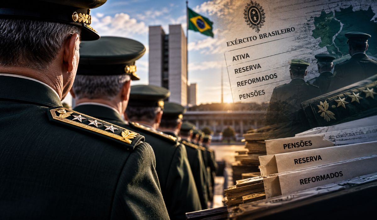 Exército registra quase 3,8 mil generais inativos e 8,8 mil beneficiários de pensões ligados a oficiais-generais, enquanto Brasil tem 322 postos autorizados na ativa em 2026
