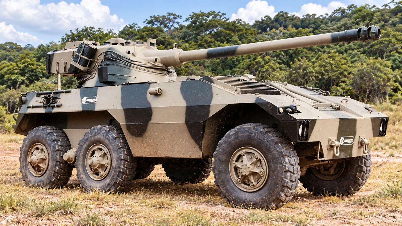 Brasil desenvolveu um poderoso caça-tanques de 18,5 toneladas, equipado com canhão de 105 mm e velocidade de até 110 km/h, mas o projeto terminou em um fiasco comercial e não conseguiu vender sequer uma unidade