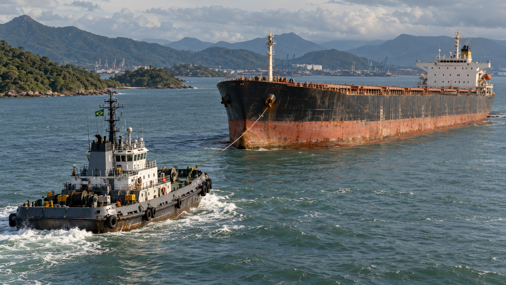 Rebocador da Marinha trabalhou por 31 dias para libertar cargueiro de 185 metros que encalhou com soja perto de Paranaguá
